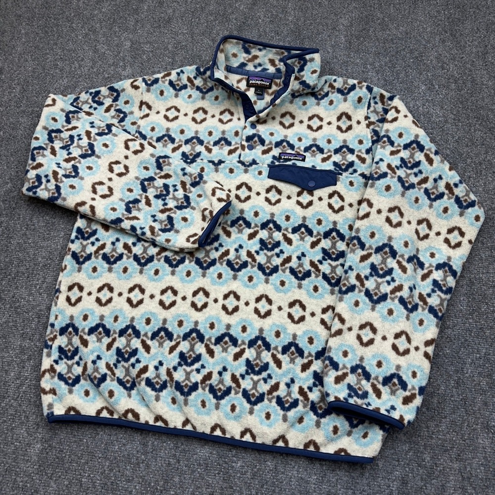 Patagonia Lightweight Synchilla Snap-T Women's Large Tundra Cluster Big Sky Blue
